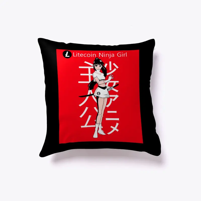 Litecoin Ninja Girl Pillow