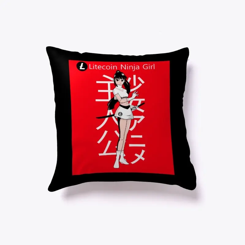 Litecoin Ninja Girl Pillow